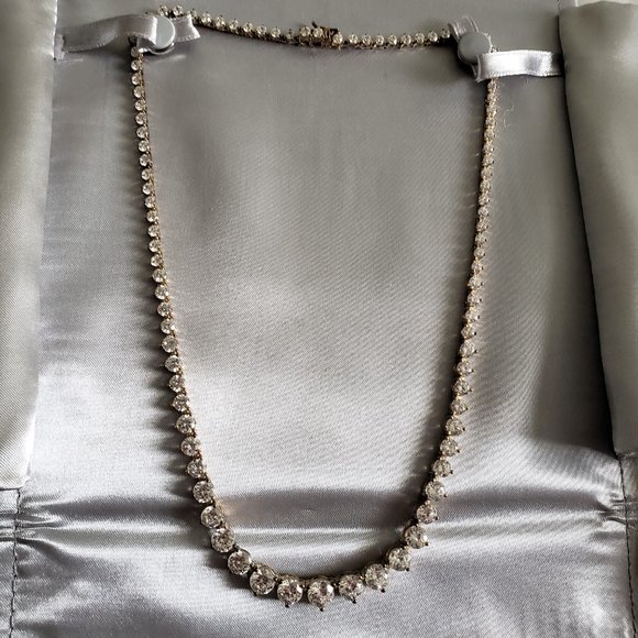 18K Silver Diamonart Graduated Stone 17.5" Necklace - Picture 9 of 10